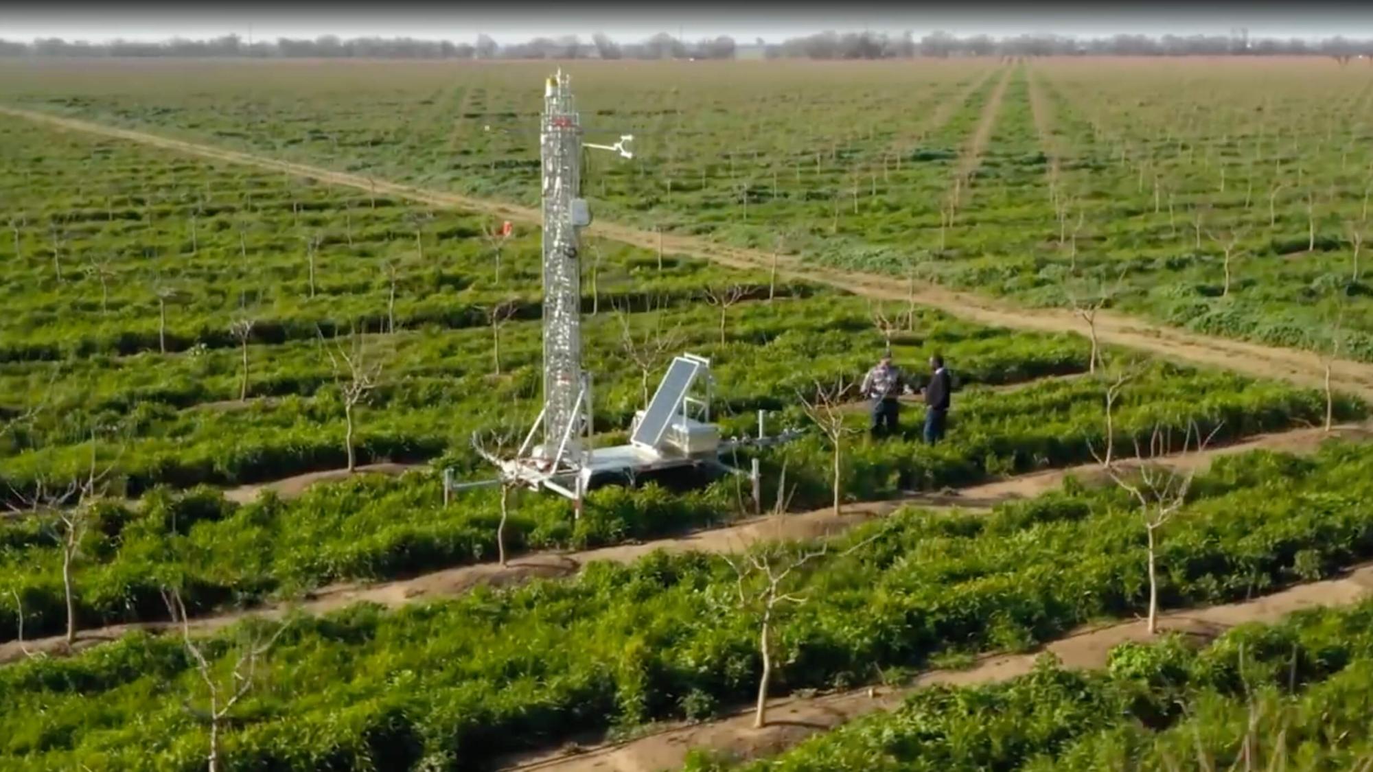 aerial view of fields in California, showing agriculture research being done at UC Davis