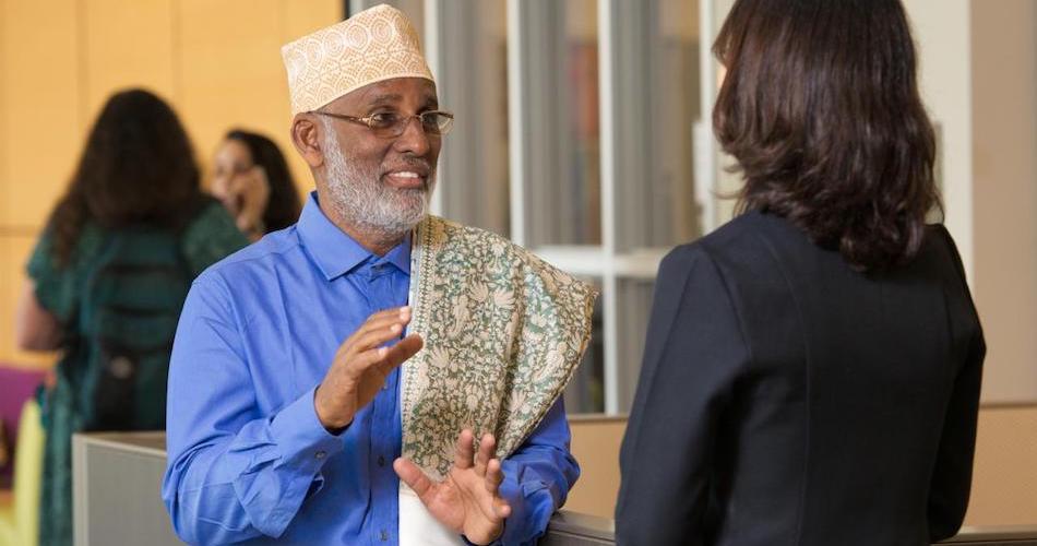 2017-18 UC Davis Humphrey Fellow Abdi Ahmed Mohamed, from Somalia, on campus at the International Center. TJ Ushing/UC Davis