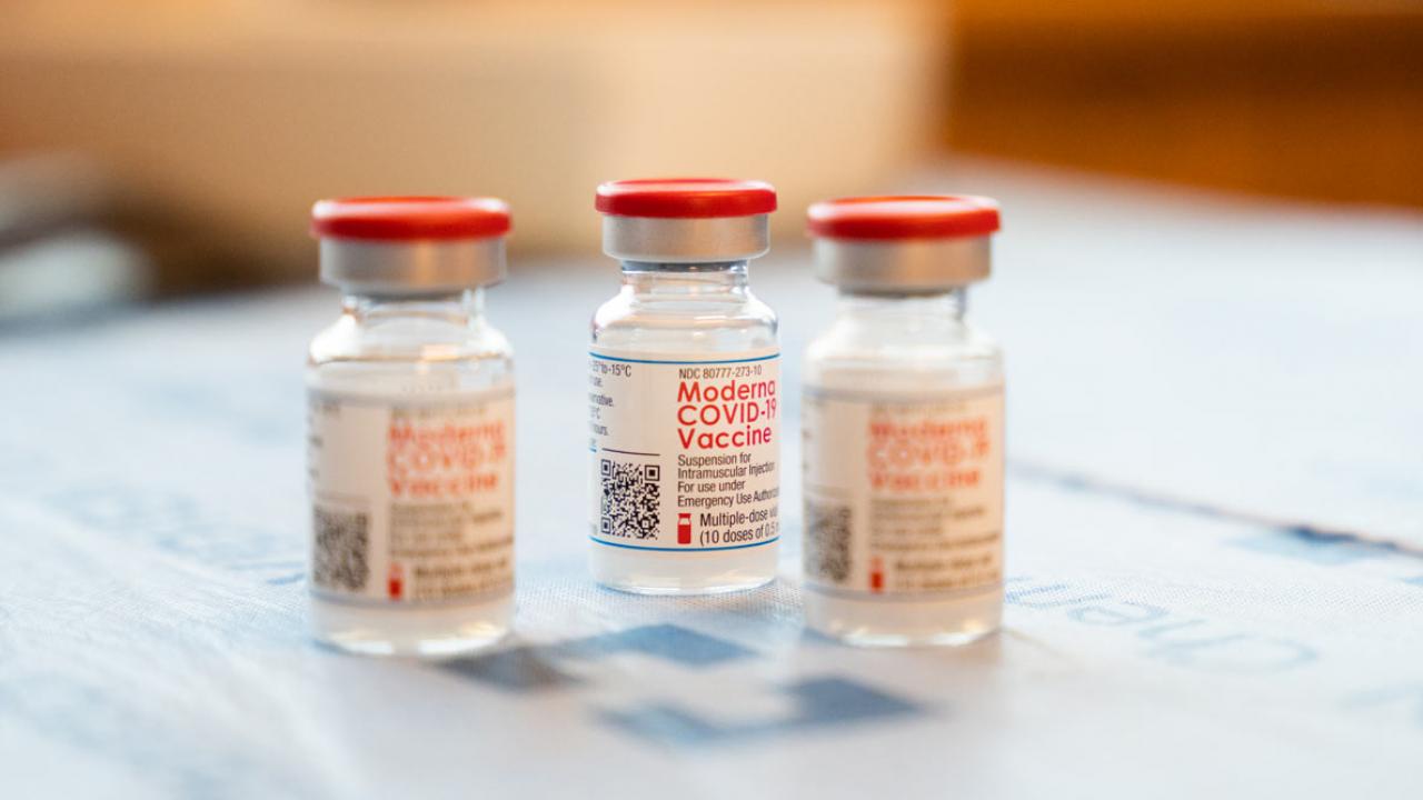 3 vials of Moderna COVID-19 vaccine
