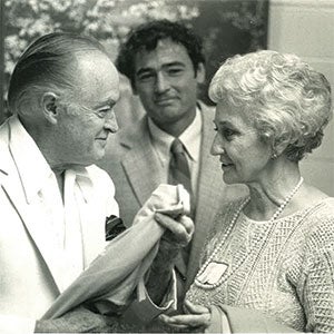 Bob Dunning with his mother, Dorothy, and Bob Hope in 1985