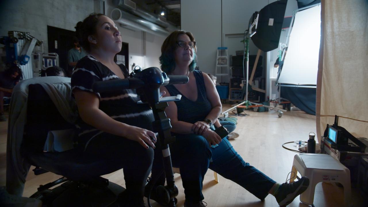 Sofiya Cheyenne, executive producer, calls "action” on set of "The Tallest Dwarf" alongside Julie Wyman, the documentary's director, producer, and writer. (Gabriella Garcia-Pardo/photography)