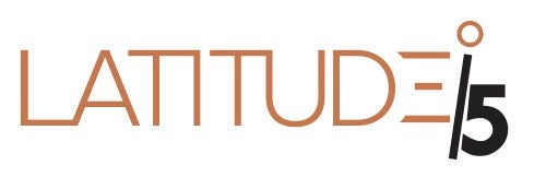 A logo designed to celebrate the fifth anniversary of Latitude restaurant. A number 5 succeeds the word Latitude and a forward slash. 