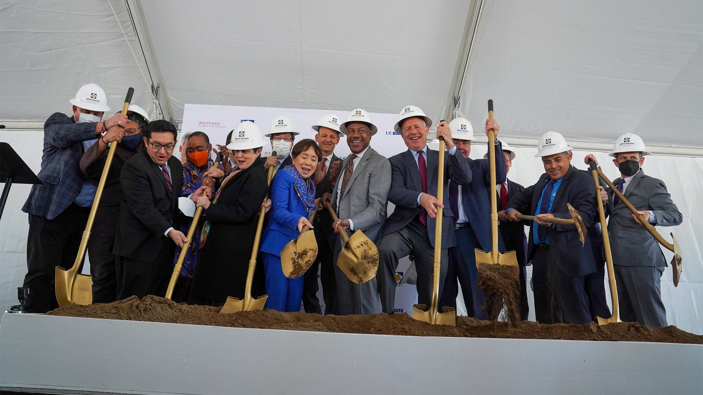 Ceremonial groundbreaking for Aggie Square, February 2022.