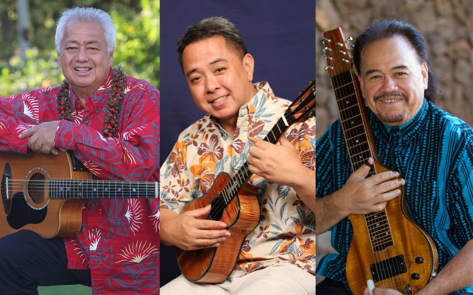 George Kahumoku Jr., Herb Ohta Jr., and  Sonny Lim (Courtesy of the Mondavi Center for the Performing Arts)