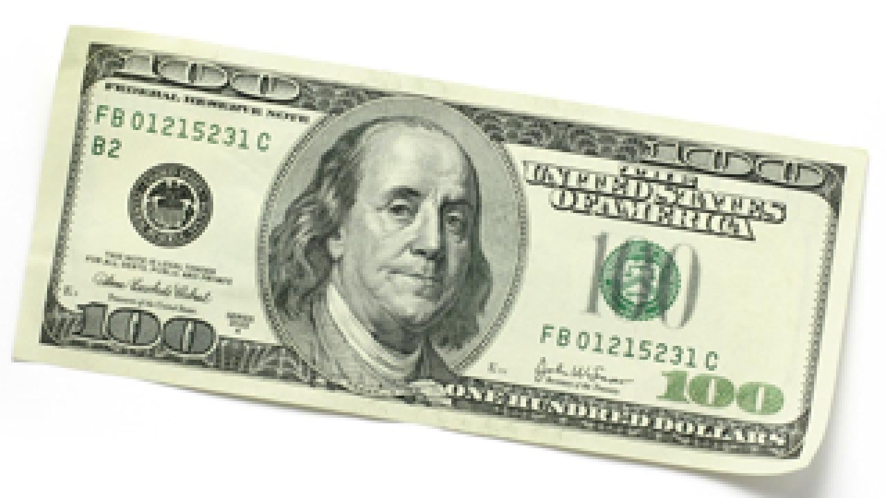 $100 bill with Ben Franklin