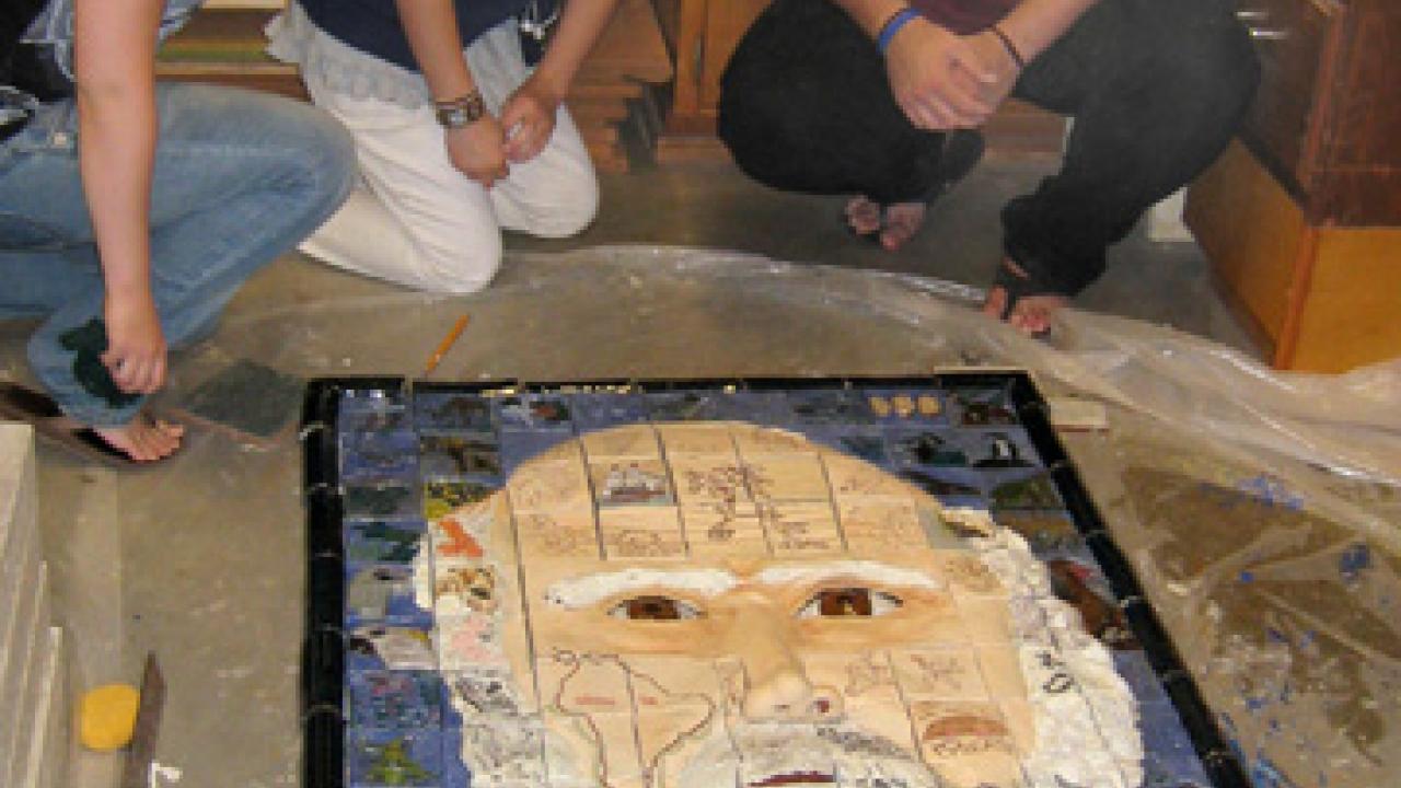 Ceramic mosaic: The Face of Darwin