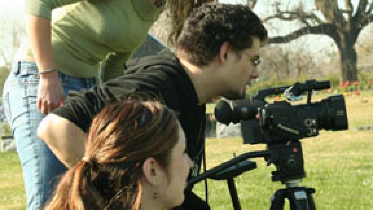 Student filmmakers Elizabeth Bassin, Daniel Leighton and Golda Criddle