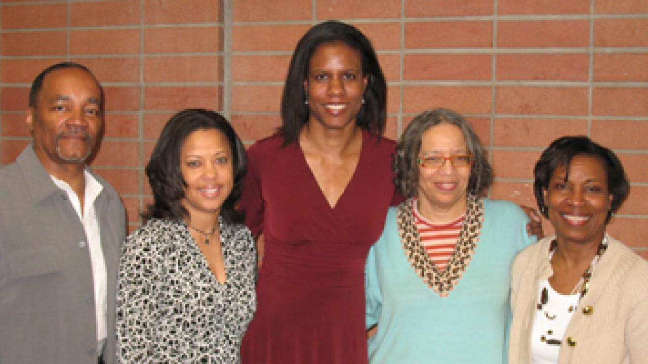 Organizers John Ortiz-Hutson, Michele Dyke, Rich&Atilde;&copy; Richardson and Arnette Bates, pictured with guest speaker Beverly Guy-Sheftall.
