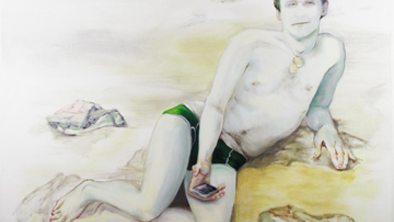 Left: Cynthia Horn's Found, oil on canvas, 60 inches by 72 inches