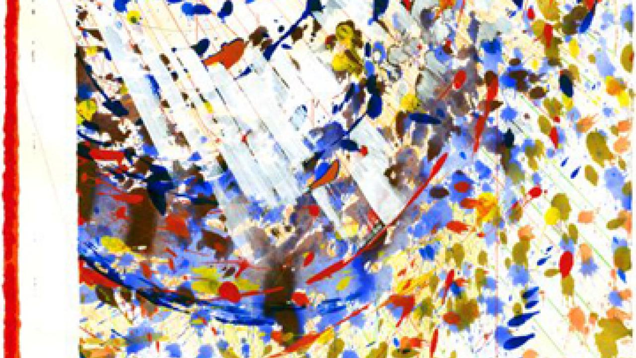 Photo of a painting: Marianne Ryan's "New Nation Under God Particle NW," 2009, mixed media, 22 inches by 30 inches