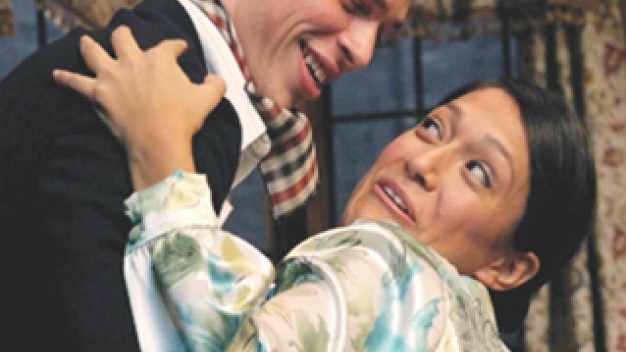 UC Davis students Ben Moroski and Alice Vasquez appear in Noises Off, which opened this week in Main Theatre.