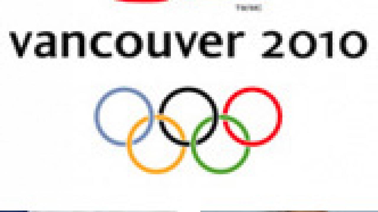 Emily Azevedo and Jill Radzinski with Vancouver 2010 Winter Olympics logo