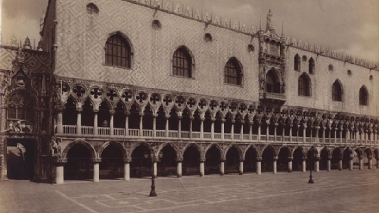 Photo: Alinari, "Palazzo Ducale, Venice," c. 1865-1885, photograph (albumen print), 7 1/2 inches by 9 5/8 inches (image), 16 inches by 20 inches (matt