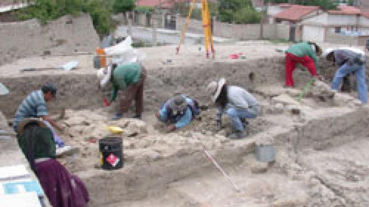 A University Research Expeditions Program group takes part in the excavation and preservation of the 1,500-year-old Pi&Atilde;&plusmn;ami Mound Site of
Cochabamba in Bolivia.  Work being done at the site includes unearthing human and plant remains, decorate