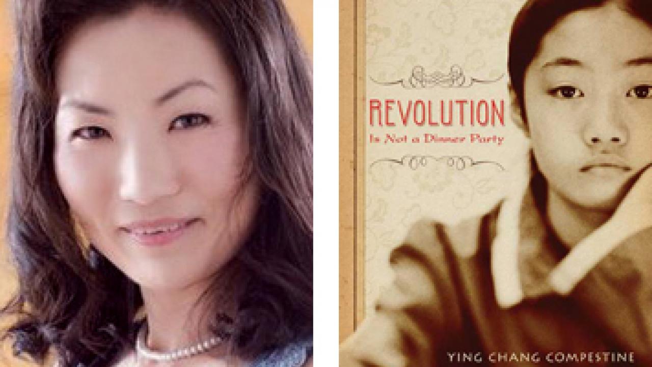 Photo and book cover: Ying Chang Compestine and "Revolution Is Not a Dinner Party"