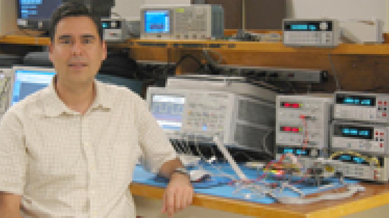 Computer chip developer Bevan Baas in his lab.