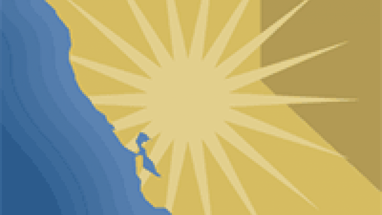 graphic image: state of California with eminating star from center