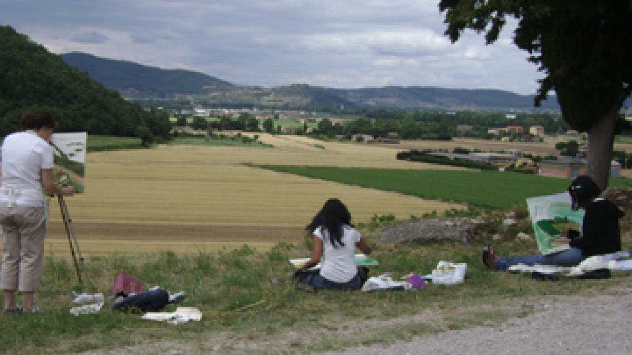 The Italian countryside is the subject for these artists in a Summer Abroad course, Painting in Rome and Umbria, led by art professor Gina Werfel.