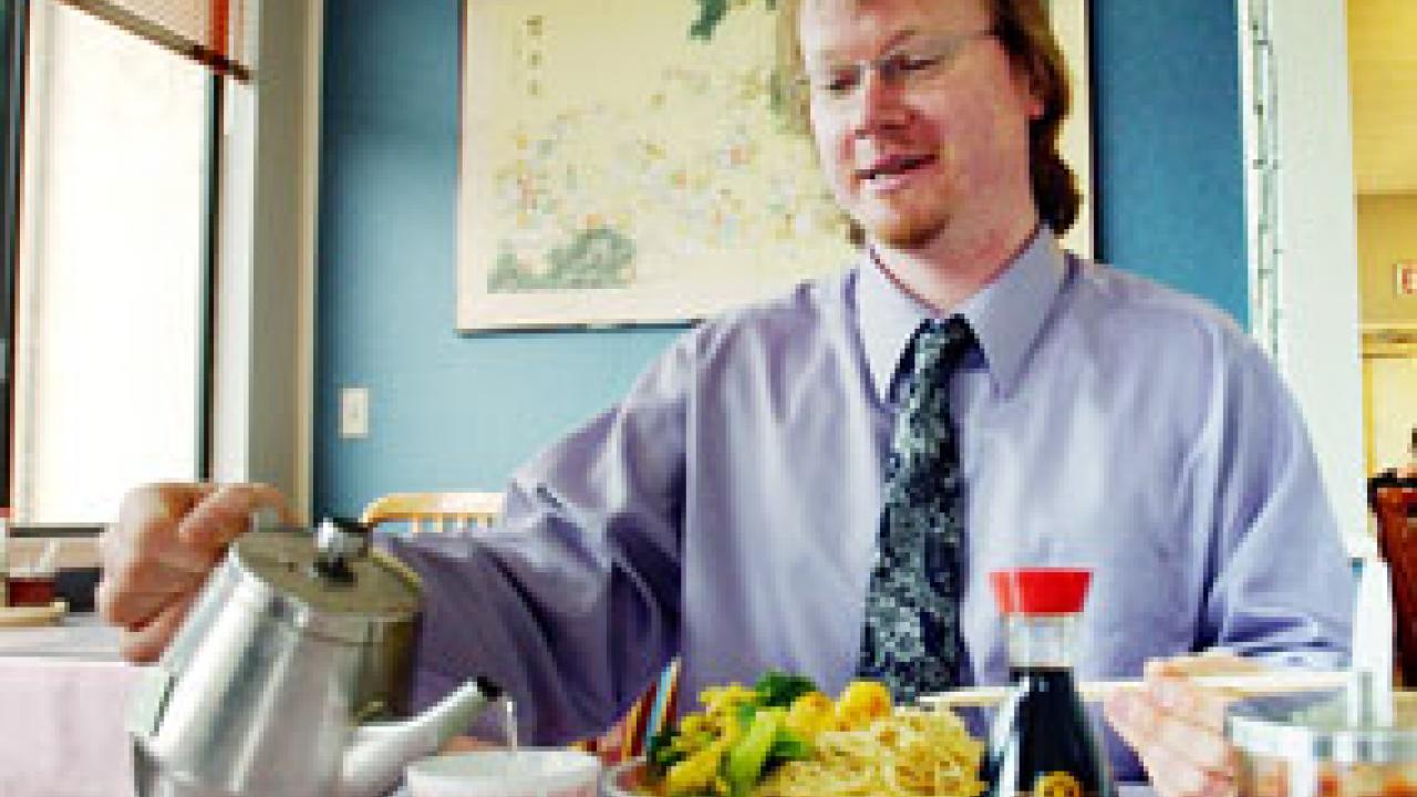 Scholar Timothy Morton says the Western penchant for Chinese food
stems from the Romantic era. Going to ethnic restaurants, he says, allows people to &ldquo;try on&rdquo; another culture through its food. The new English professor, who finds interdiscip