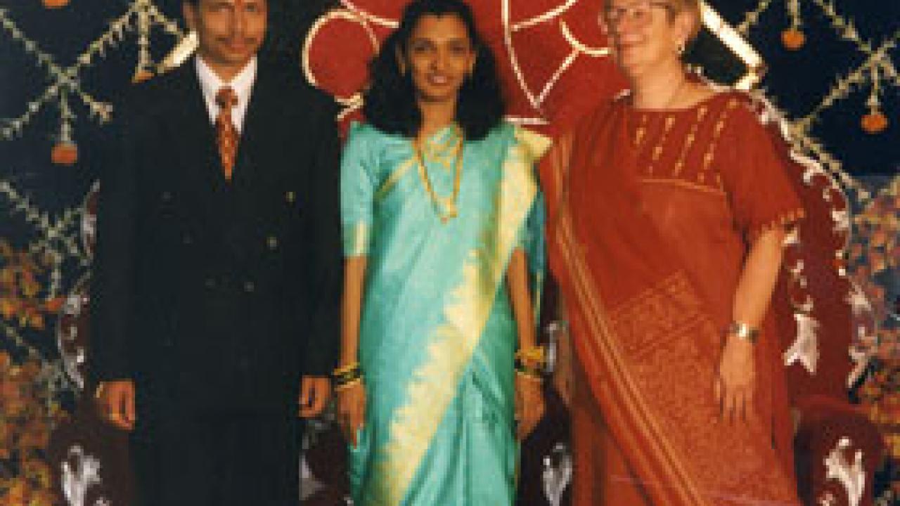 Alexadra Navrotsky, right, who developed a strong relationship with graduate student Mandar Ranade, left, was invited to the wedding of Ranade and his wife, Nabhali, in India.