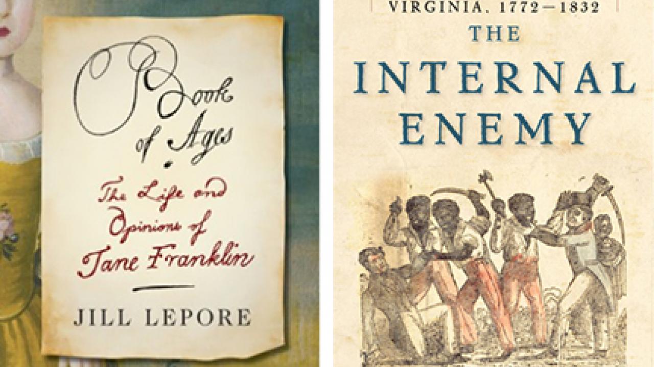 Book covers (2): "Book of Ages" and "The Internal Enemy: Slavery and War in Virginia, 1772-1832."