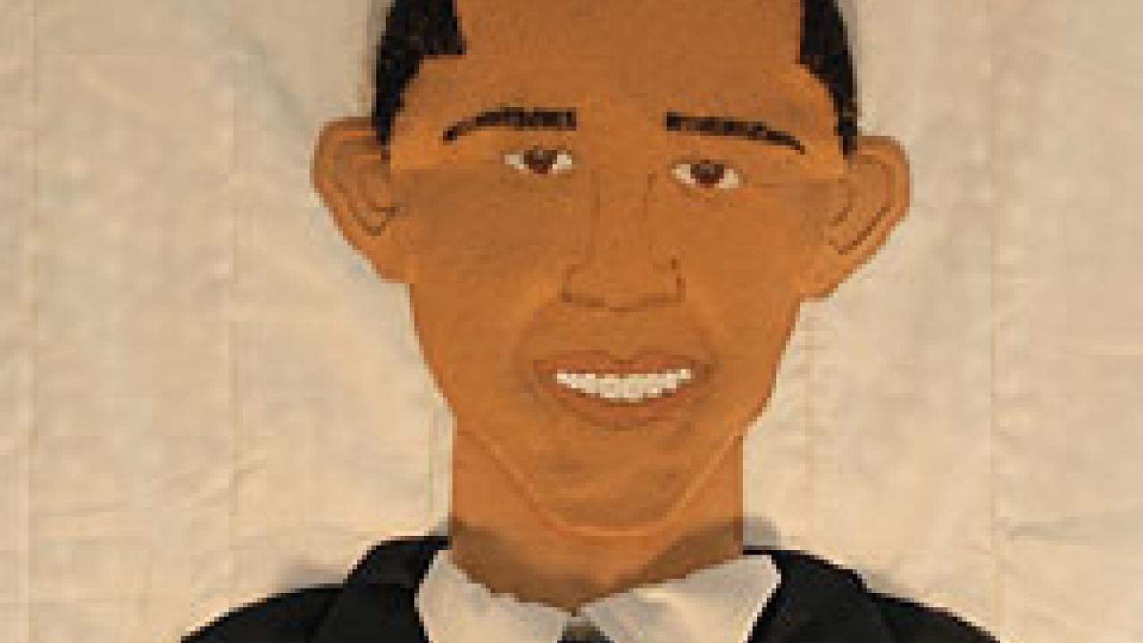 Quilt: Cloth portrait of Barak Obama