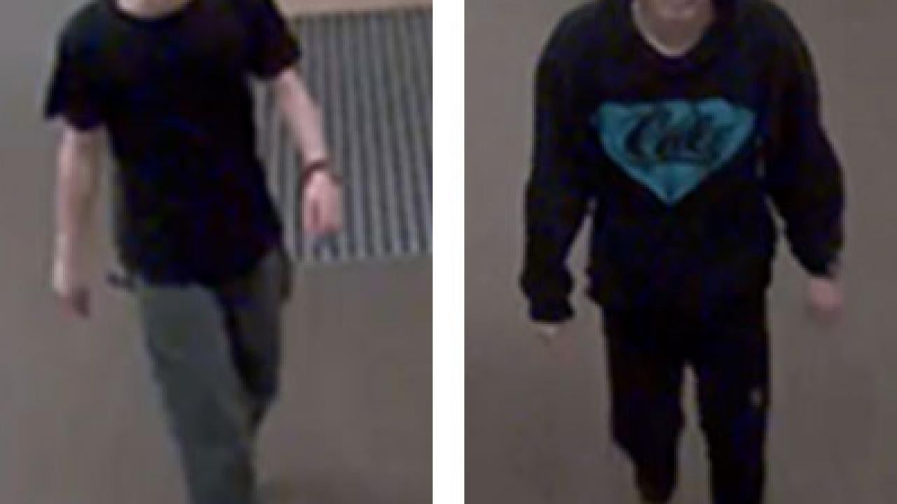 Photos (2): Surveillance camera photos of suspect in trespass and key card theft in Potter Hall