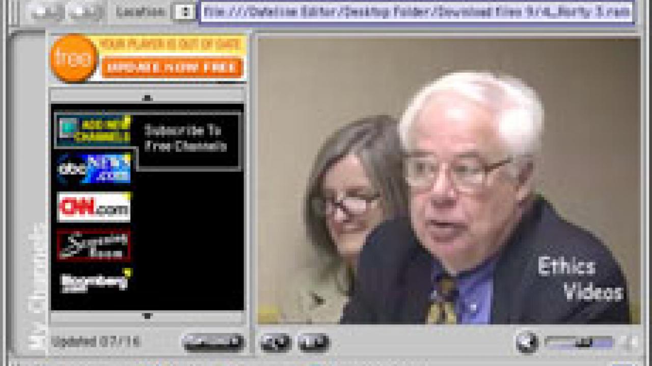 Streaming video catches Richard Rorty talking during a panel discussion at the 2001 American Philosophical Association Pacific Division meeting.