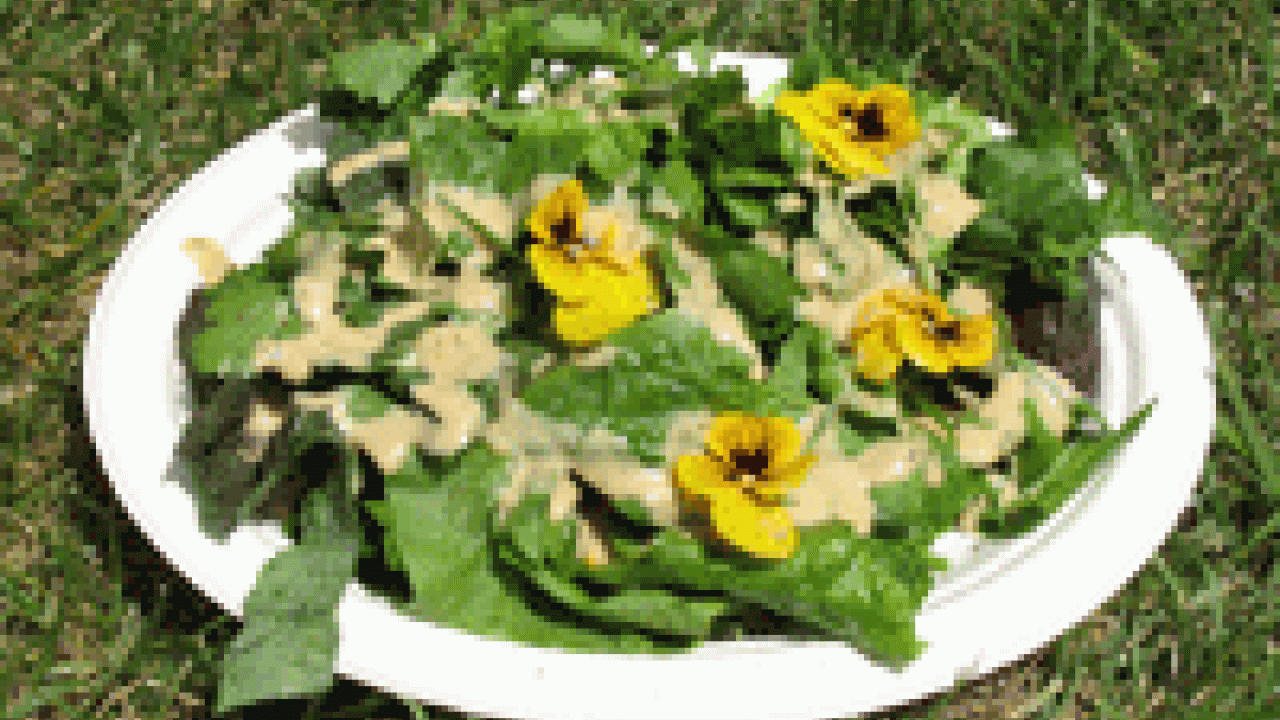 This flower-topped salad earned four radishes out of four on the reviewer&rsquo;s veggie scale.