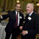 Chancellor Larry Vanderhoef discussed his two trips to Iran before an audience at the Capitol Plaza Ballroom in Sacramento on Dec. 10. Standing with him is Mo Mohanna, an Iranian-born Sacramento businessman and current member of the UC Davis Fou