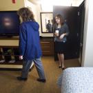 Dawn Mayne, left, and Lupe Sanchez take a tour through the new Hyatt Place on March 18. The women work nearby at the Graduate School of Management.