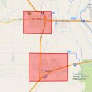 Graphic: Map of Davis and Woodland spray zones, for Aug. 6-7, 2014