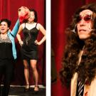 Photos (2): Groupies Erica Dean, Maria Candelaria and Lyn Alessandra; and, also from "The Bacchae," Bobby August Jr. 