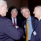 Jerry Fielder Memorial Awardee Karl Gerdes, second from right, talks with Wayne Bartholomew, left, and colleagues from chemical engineering and materials science &mdash; professor emeritus Richard Bell and professor Alan Jackman &mdash;  at the CAAA cer