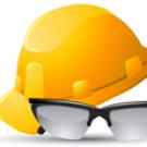 Graphic: Hard hat and safety glasses