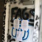 Spray-painted bigotry: Graffiti at the Lesbian Gay Bisexual Transgender Resource Center included the word 'fags.' Four spray-painted swastikas also appeared on campus, along with one that was carved into a dorm room door. 