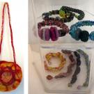 Photos (2): Rapunzyl's Designs include felted floral handbag, and felt and beaded jewelry.