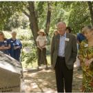 Larry Vanderhoef and Virginia Hinshaw visit the new reflective area honoring American Indians.