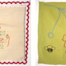 Photos (2): Embroidery sketches, House Test and Red Figures, by Laura J. Reyes