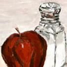 Still life study, apple and saltshaker, in oil paint, by Devon DeMont