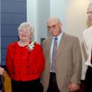 Chancellor Larry Vanderhoef honors Academic Federation Awards for Excellence recipients Dorothy Fraser, William Reisen and Jared Haynes.