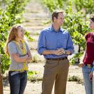 Photo: five people standing in a vineyard