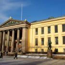Photo: The Aula, the University of Oslo's ceremonial hall, facing a plaza.