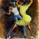 The Dancing Couple, by Ernie Barnes, to be exhibited at the Nelson Gallery.