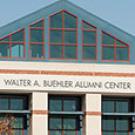 Photo: New sign reads Walter A. Buehler Alumni Center