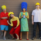 Actors dressed as members of The Simpsons family for Mr. Burns, A Post-Electric Play.