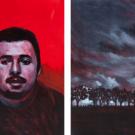 Images: Maceo Montoya paintings "Cielo Rojo I" and "Cielo Rojo II," charcoal and acrylic on paper.