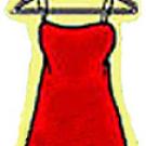 Drawing of a dress on a hanger.