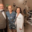 Photo: Donor Ernest Tschannen, with Mark Mannis and Michele Lim at the UC Davis Eye Center