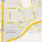 Map: detail of the Google map for Davis and university 